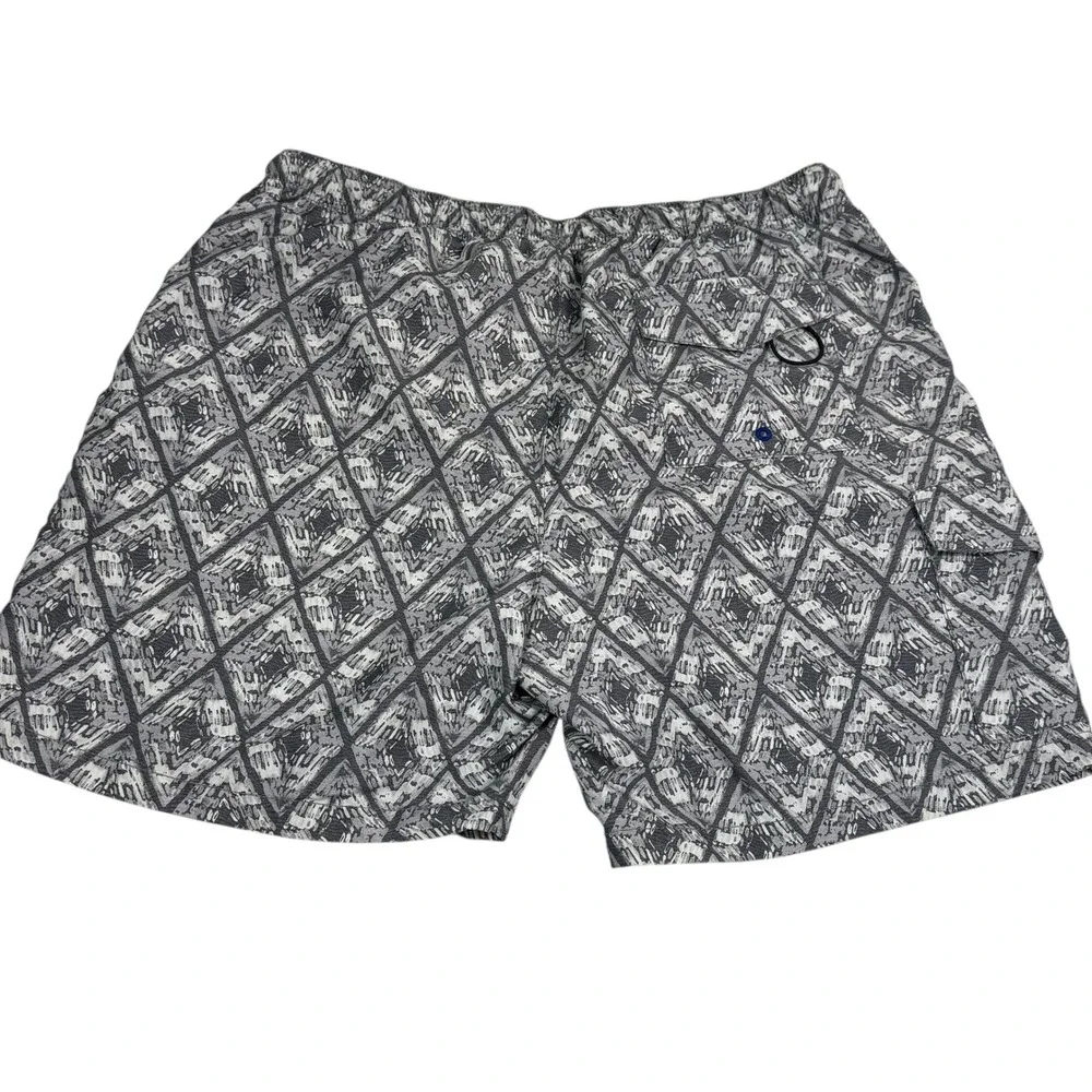 Tommy Bahama Men's Swim Trunks Size L Geometric Print Elastic‎ Waist Blue Logo